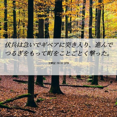 Picture 06 - 士師記 20:37 JPN - 伏兵は急いでギベアに突き入り、進 - Bible Verse Picture