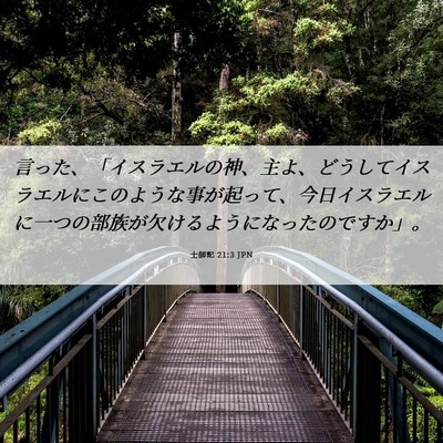 Picture 06 - 士師記 21:3 JPN - 言った、「イスラエルの神、主よ、 - Bible Verse Picture