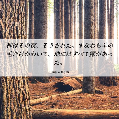Picture 06 - 士師記 6:40 JPN - 神はその夜、そうされた。すなわち - Bible Verse Picture