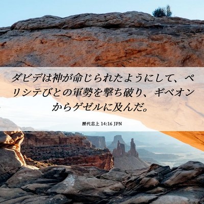 Picture 06 - 歴代志上 14:16 JPN - ダビデは神が命じられたようにして - Bible Verse Picture