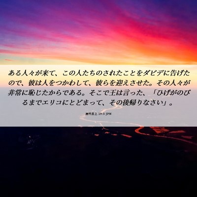 Picture 06 - 歴代志上 19:5 JPN - ある人々が来て、この人たちのされ - Bible Verse Picture