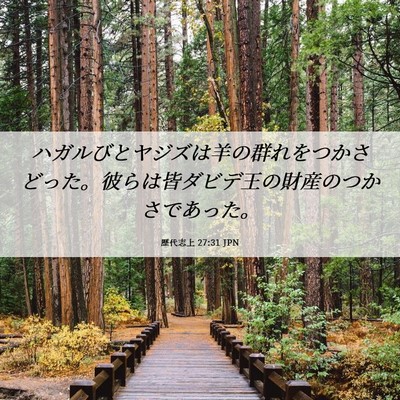 Picture 06 - 歴代志上 27:31 JPN - ハガルびとヤジズは羊の群れをつか - Bible Verse Picture