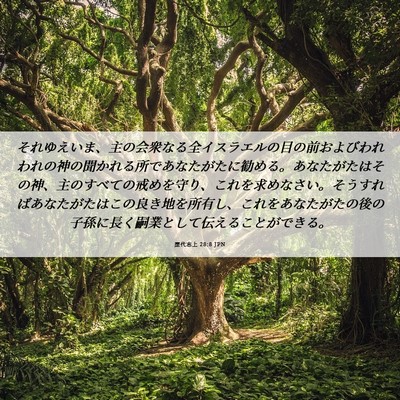 Picture 06 - 歴代志上 28:8 JPN - それゆえいま、主の会衆なる全イス - Bible Verse Picture