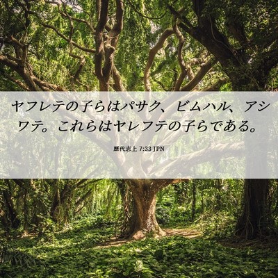 Picture 06 - 歴代志上 7:33 JPN - ヤフレテの子らはパサク、ビムハル - Bible Verse Picture