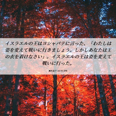 Picture 06 - 歴代志下 18:29 JPN - イスラエルの王はヨシャパテに言っ - Bible Verse Picture