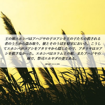 Picture 06 - 歴代志下 22:11 JPN - 王の娘エホシバはアハジヤの子ヨア - Bible Verse Picture