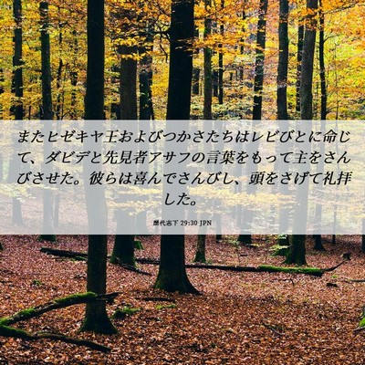Picture 06 - 歴代志下 29:30 JPN - またヒゼキヤ王およびつかさたちは - Bible Verse Picture