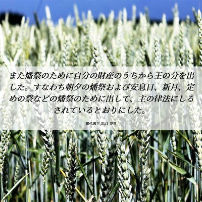 Picture 06 - 歴代志下 31:3 JPN - また燔祭のために自分の財産のうち - Bible Verse Picture