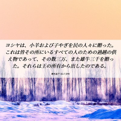 Picture 06 - 歴代志下 35:7 JPN - ヨシヤは、小羊および子やぎを民の - Bible Verse Picture
