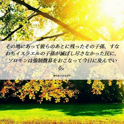 Picture 06 - 歴代志下 8:8 JPN - その地にあって彼らのあとに残った - Bible Verse Picture
