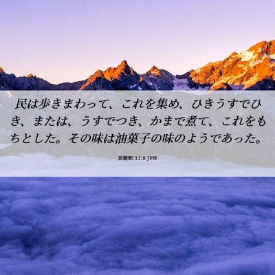 Picture 06 - 民数記 11:8 JPN - 民は歩きまわって、これを集め、ひ - Bible Verse Picture