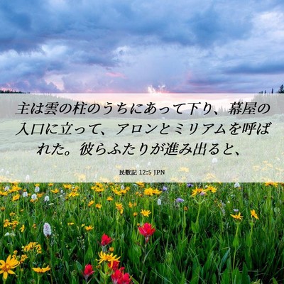 Picture 06 - 民数記 12:5 JPN - 主は雲の柱のうちにあって下り、幕 - Bible Verse Picture
