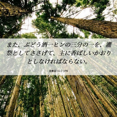 Picture 06 - 民数記 15:7 JPN - また、ぶどう酒一ヒンの三分の一を - Bible Verse Picture