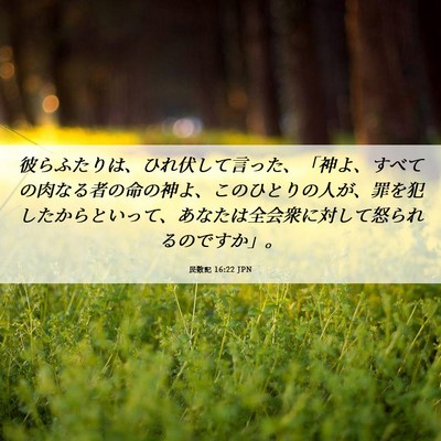 Picture 06 - 民数記 16:22 JPN - 彼らふたりは、ひれ伏して言った、 - Bible Verse Picture
