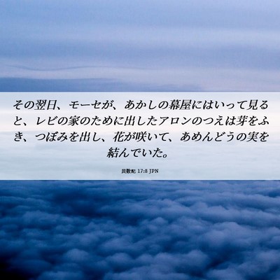 Picture 06 - 民数記 17:8 JPN - その翌日、モーセが、あかしの幕屋 - Bible Verse Picture