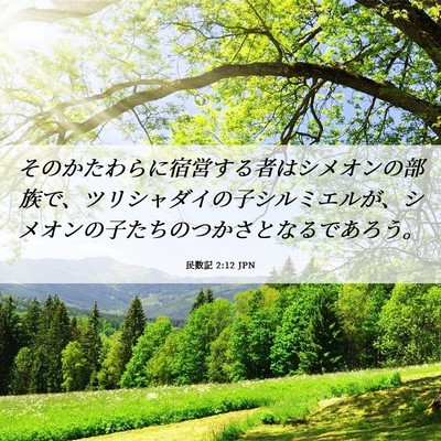 Picture 06 - 民数記 2:12 JPN - そのかたわらに宿営する者はシメオ - Bible Verse Picture