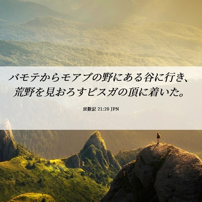 Picture 06 - 民数記 21:20 JPN - バモテからモアブの野にある谷に行 - Bible Verse Picture