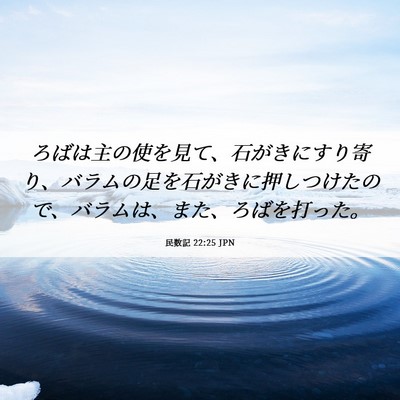 Picture 06 - 民数記 22:25 JPN - ろばは主の使を見て、石がきにすり - Bible Verse Picture