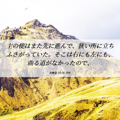 Picture 06 - 民数記 22:26 JPN - 主の使はまた先に進んで、狭い所に - Bible Verse Picture