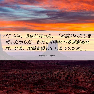 Picture 06 - 民数記 22:29 JPN - バラムは、ろばに言った、「お前が - Bible Verse Picture