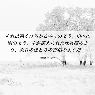 Picture 06 - 民数記 24:6 JPN - それは遠くひろがる谷々のよう、川 - Bible Verse Picture