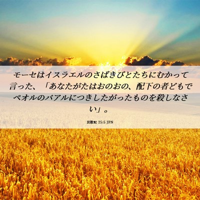 Picture 06 - 民数記 25:5 JPN - モーセはイスラエルのさばきびとた - Bible Verse Picture