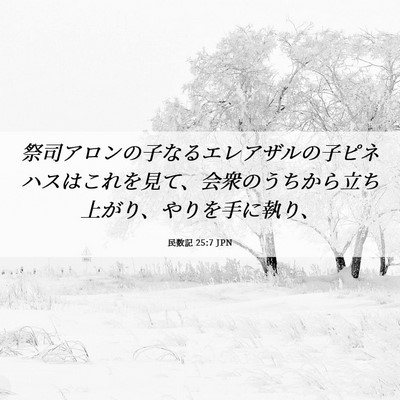 Picture 06 - 民数記 25:7 JPN - 祭司アロンの子なるエレアザルの子 - Bible Verse Picture