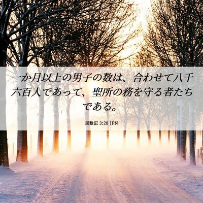 Picture 06 - 民数記 3:28 JPN - 一か月以上の男子の数は、合わせて - Bible Verse Picture