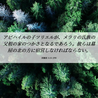 Picture 06 - 民数記 3:35 JPN - アビハイルの子ツリエルが、メラリ - Bible Verse Picture