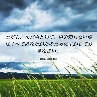 Picture 06 - 民数記 31:18 JPN - ただし、まだ男と寝ず、男を知らな - Bible Verse Picture