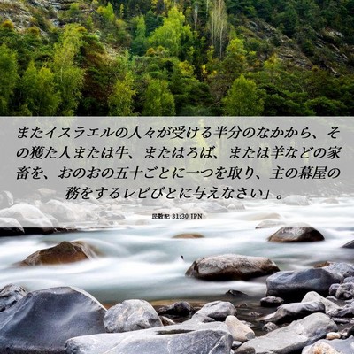 Picture 06 - 民数記 31:30 JPN - またイスラエルの人々が受ける半分 - Bible Verse Picture