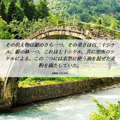 Picture 06 - 民数記 7:25 JPN - その供え物は銀のさら一つ、その重 - Bible Verse Picture