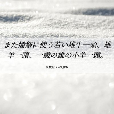 Picture 06 - 民数記 7:63 JPN - また燔祭に使う若い雄牛一頭、雄羊 - Bible Verse Picture