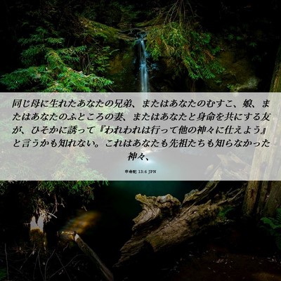 Picture 06 - 申命記 13:6 JPN - 同じ母に生れたあなたの兄弟、また - Bible Verse Picture