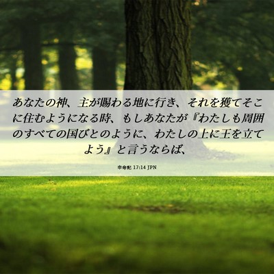 Picture 06 - 申命記 17:14 JPN - あなたの神、主が賜わる地に行き、 - Bible Verse Picture