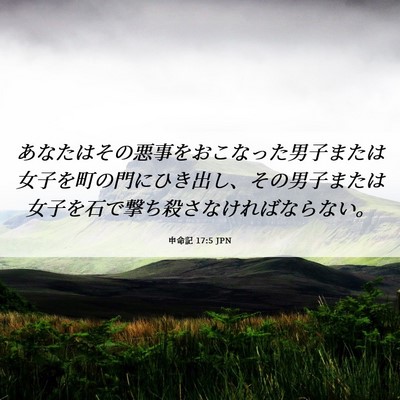 Picture 06 - 申命記 17:5 JPN - あなたはその悪事をおこなった男子 - Bible Verse Picture