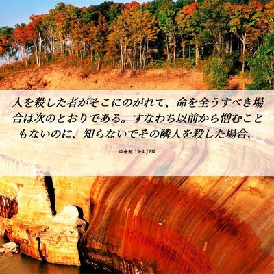 Picture 06 - 申命記 19:4 JPN - 人を殺した者がそこにのがれて、命 - Bible Verse Picture