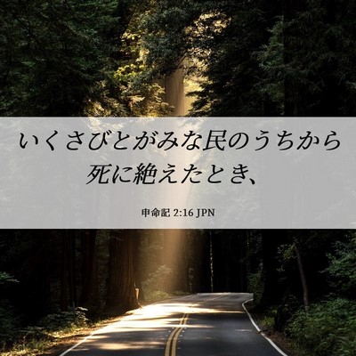 Picture 06 - 申命記 2:16 JPN - いくさびとがみな民のうちから死に - Bible Verse Picture