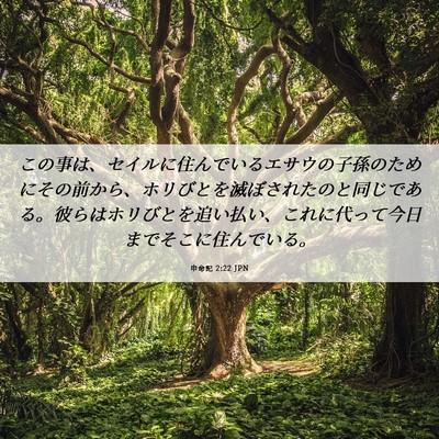 Picture 06 - 申命記 2:22 JPN - この事は、セイルに住んでいるエサ - Bible Verse Picture
