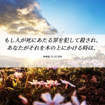 Picture 06 - 申命記 21:22 JPN - もし人が死にあたる罪を犯して殺さ - Bible Verse Picture