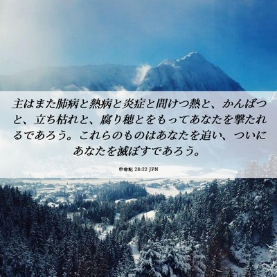 Picture 06 - 申命記 28:22 JPN - 主はまた肺病と熱病と炎症と間けつ - Bible Verse Picture