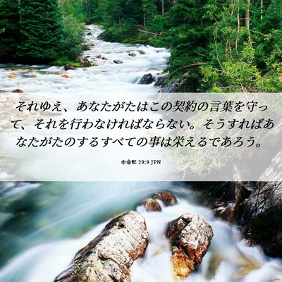 Picture 06 - 申命記 29:9 JPN - それゆえ、あなたがたはこの契約の - Bible Verse Picture