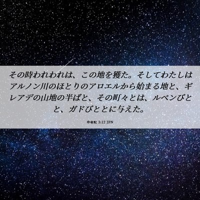 Picture 06 - 申命記 3:12 JPN - その時われわれは、この地を獲た。 - Bible Verse Picture