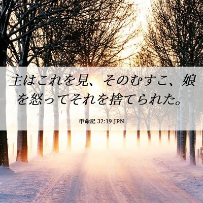 Picture 06 - 申命記 32:19 JPN - 主はこれを見、そのむすこ、娘を怒 - Bible Verse Picture