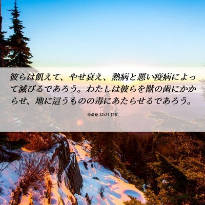 Picture 06 - 申命記 32:24 JPN - 彼らは飢えて、やせ衰え、熱病と悪 - Bible Verse Picture