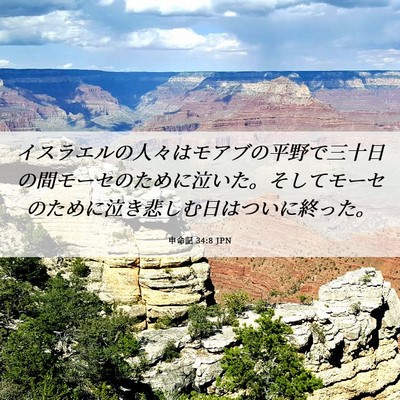 Picture 06 - 申命記 34:8 JPN - イスラエルの人々はモアブの平野で - Bible Verse Picture