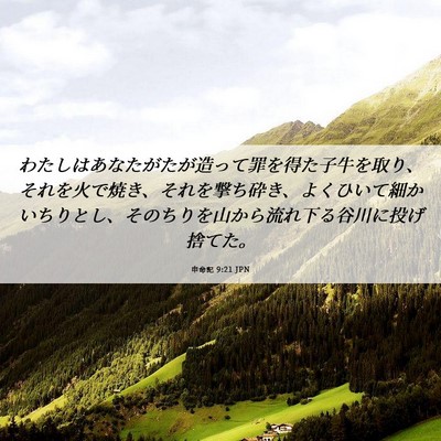 Picture 06 - 申命記 9:21 JPN - わたしはあなたがたが造って罪を得 - Bible Verse Picture