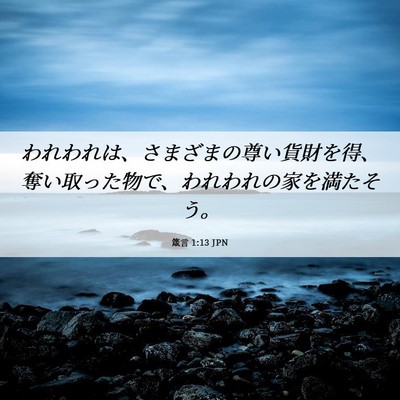Picture 06 - 箴言 1:13 JPN - われわれは、さまざまの尊い貨財を - Bible Verse Picture