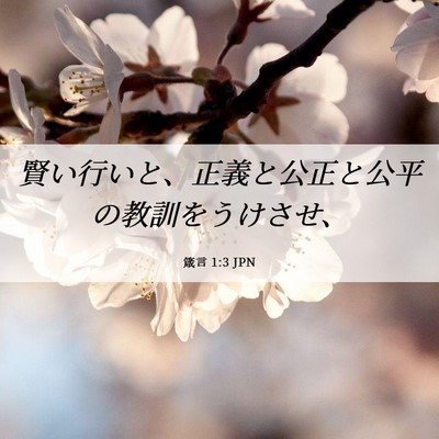 Picture 06 - 箴言 1:3 JPN - 賢い行いと、正義と公正と公平の教 - Bible Verse Picture