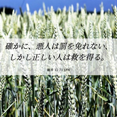 Picture 06 - 箴言 11:21 JPN - 確かに、悪人は罰を免れない、しか - Bible Verse Picture